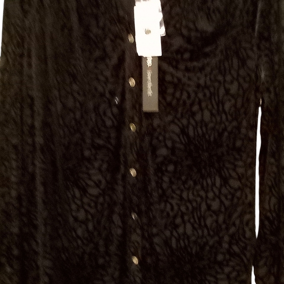 Intro. - NWT Black Velvet Burnout, Button Up, Long Sleeve Elastic Cuffs, Stretch - Picture 4 of 14